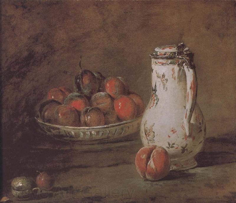 Jean Baptiste Simeon Chardin Loaded peaches and plums in a bowl of water
